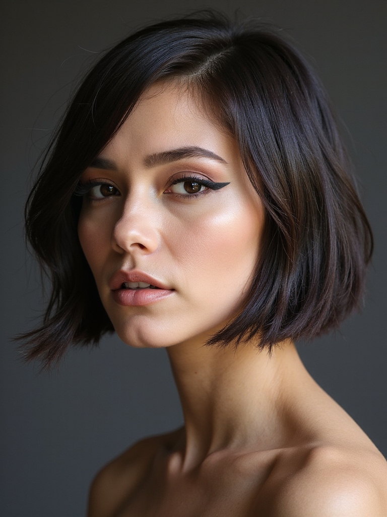 sleek sculpted angled bob