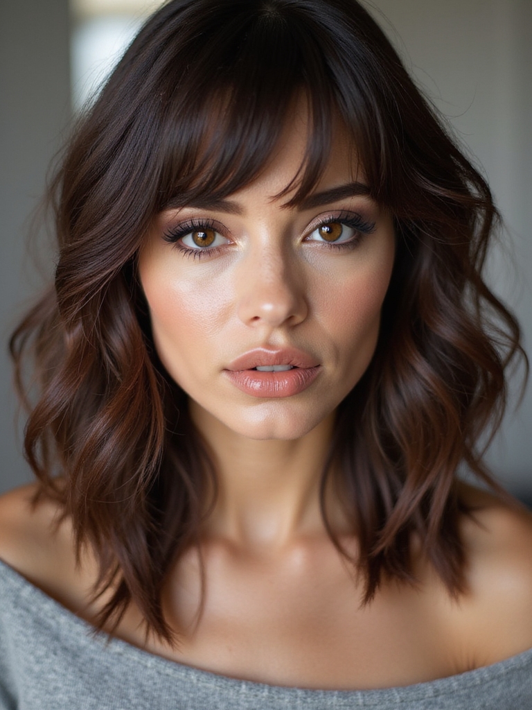 sleek straightened layered lob