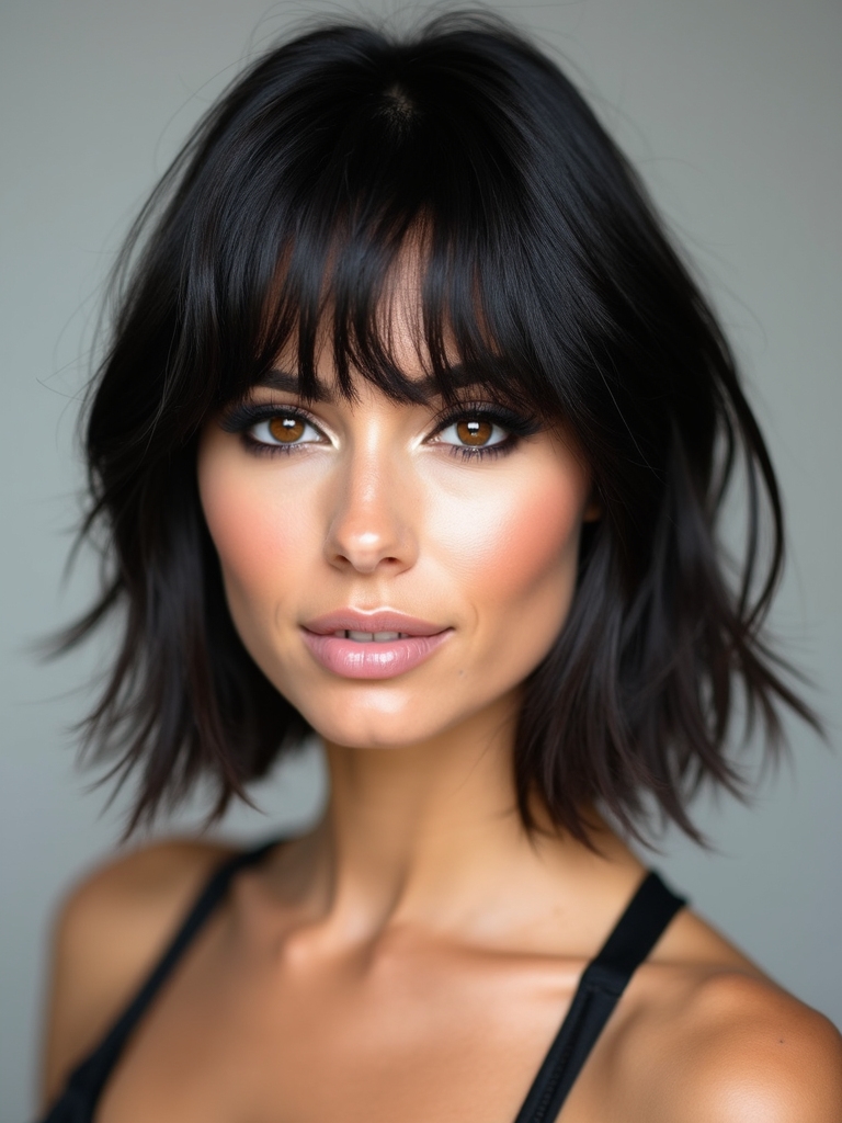 sleek textured straight shag