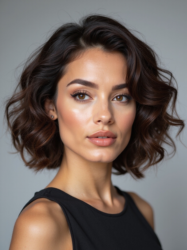 smooth rounded curly bob