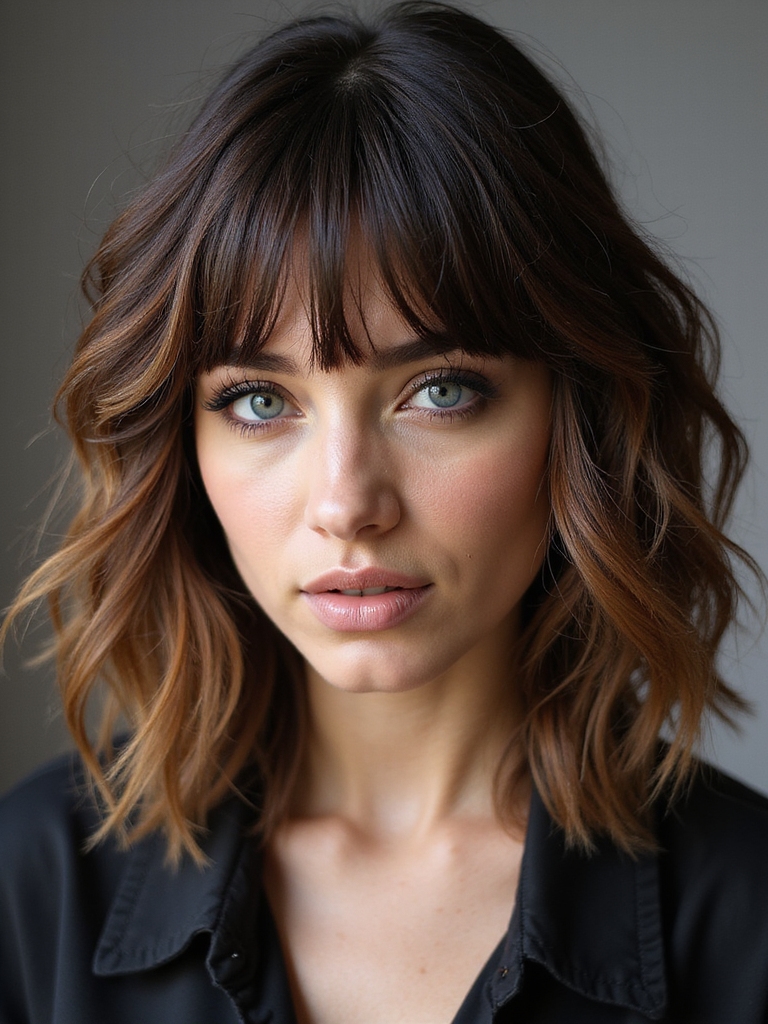 soft layered face framing bangs