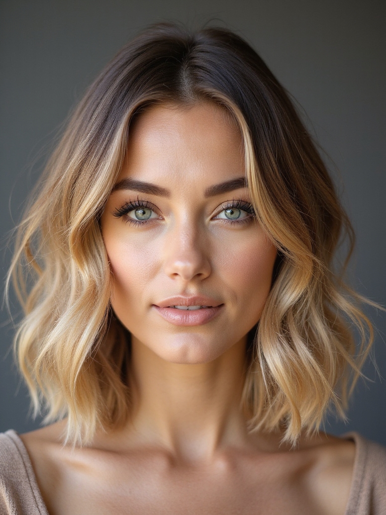 soft layered shoulder length hair
