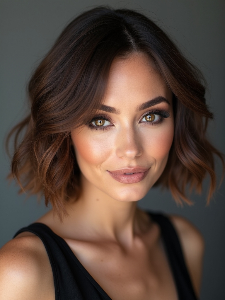 soft textured chin length bob