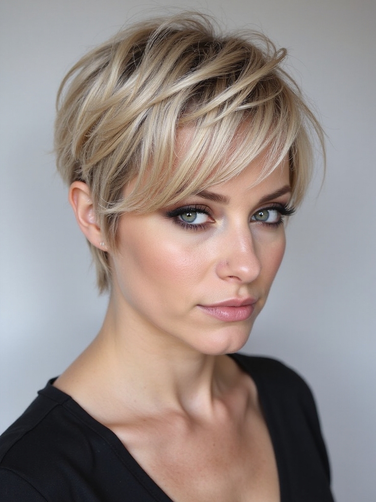 soft textured pixie framing