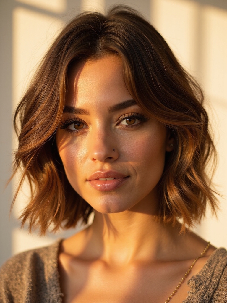 sophisticated effortless textured wavy bob