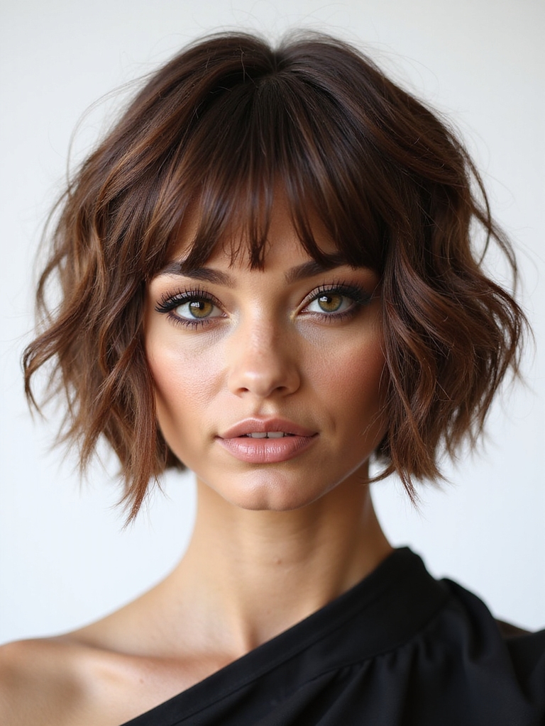 stacked bob with bangs
