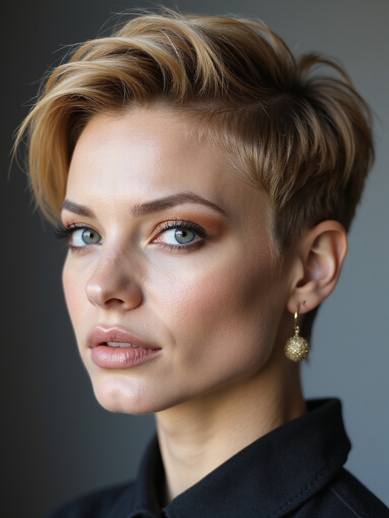tapered pixie polished edgy balance
