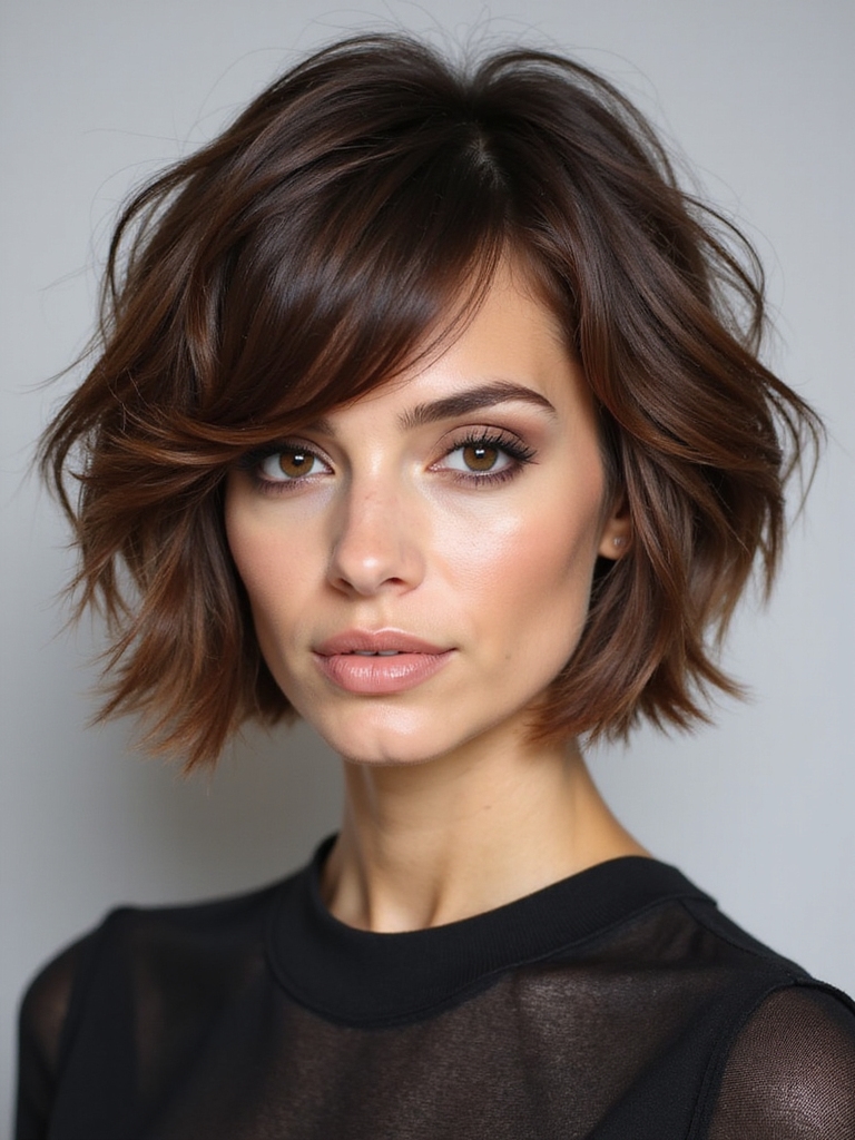 textured choppy layered bob