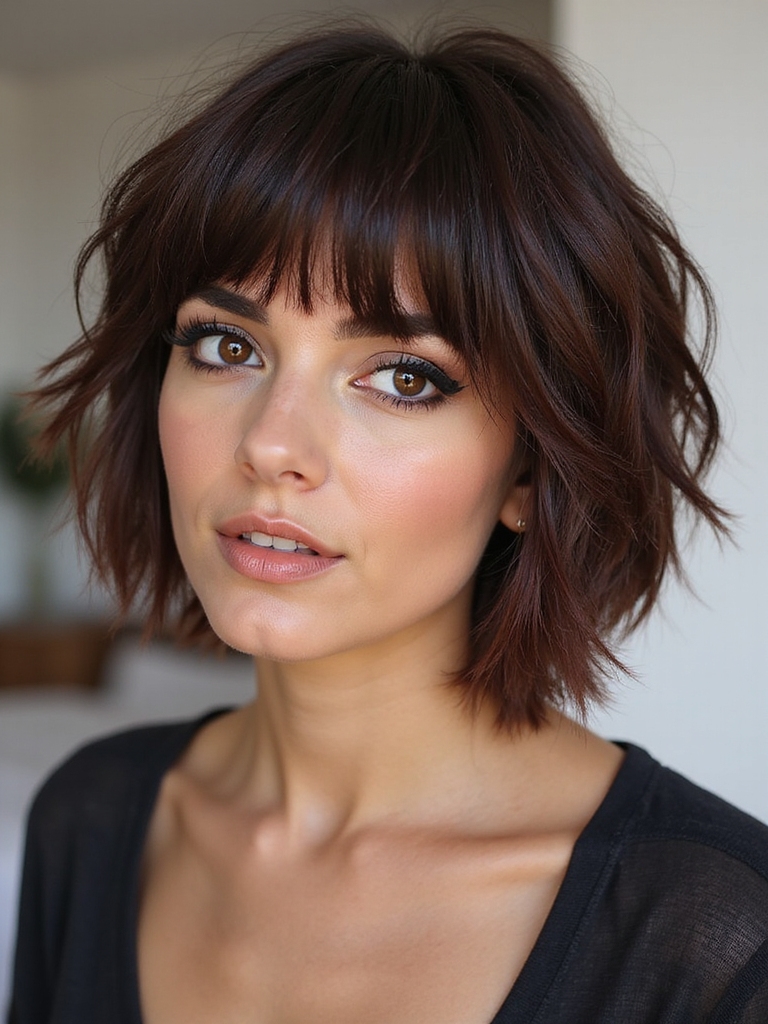 textured choppy layered bob