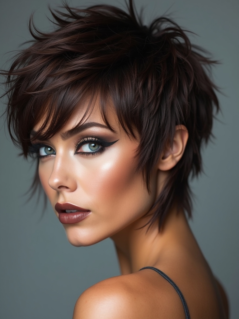 textured choppy layered mullet