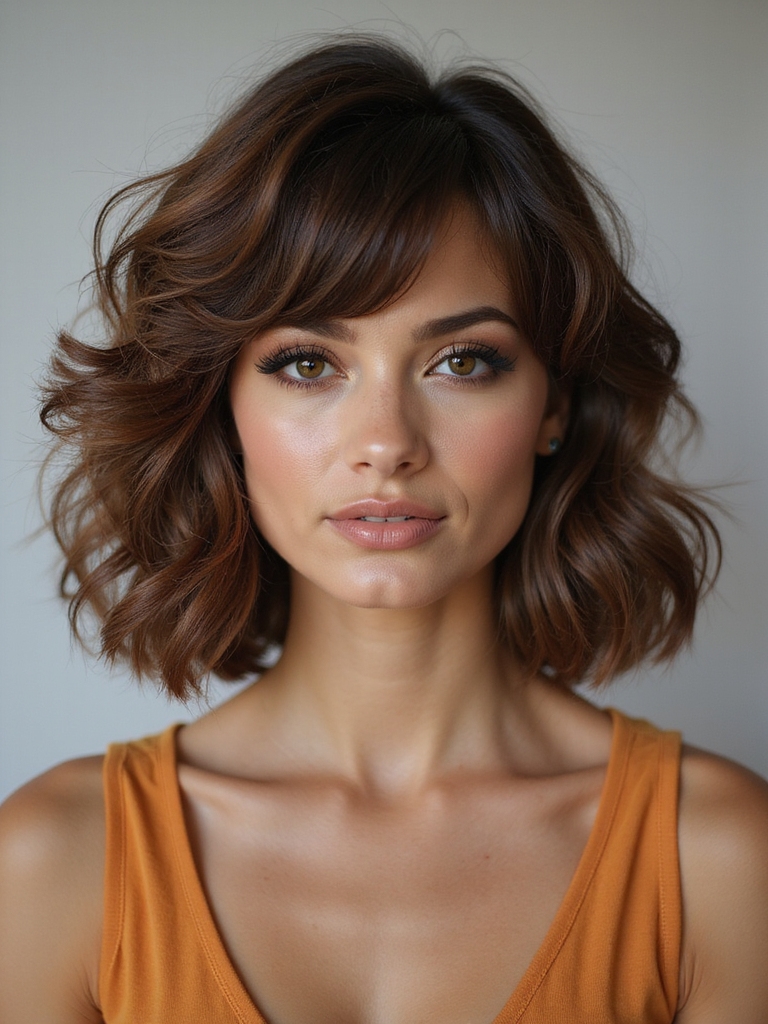 textured feathered bob styling