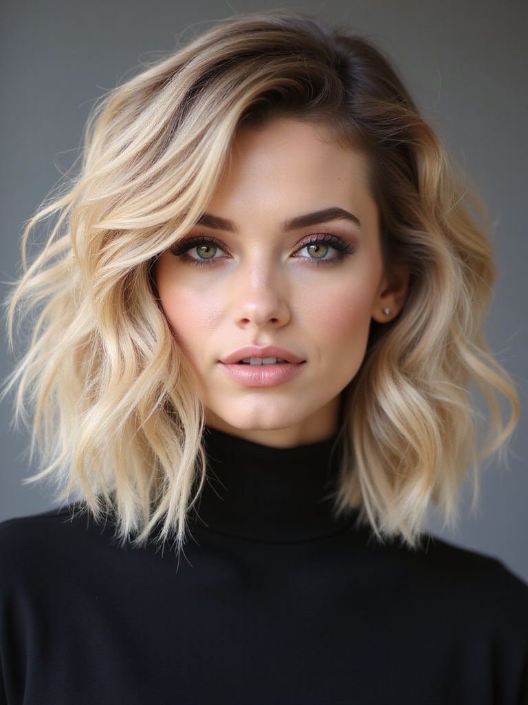textured layered bob hairstyle