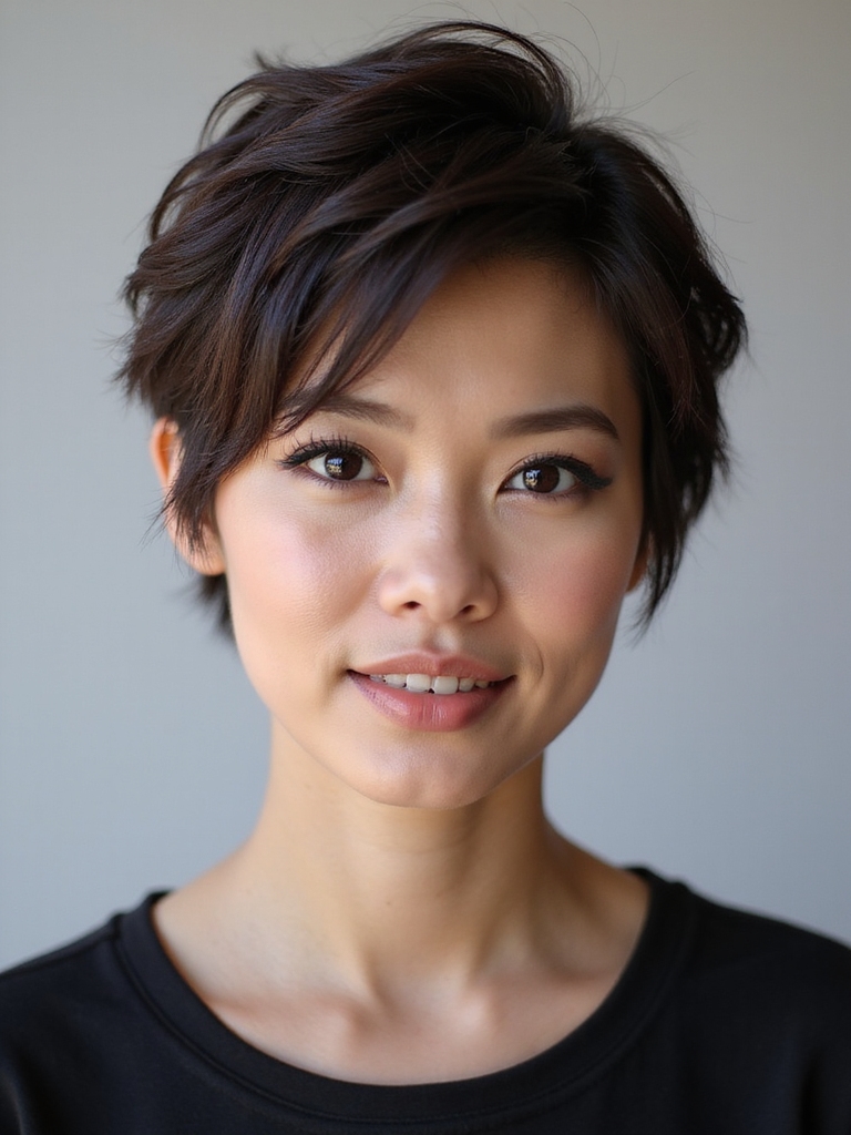 textured layered pixie cut