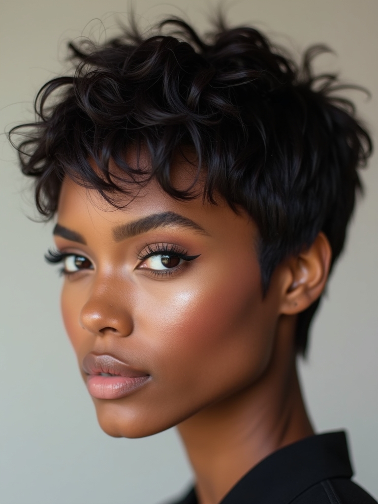 textured natural pixie styling