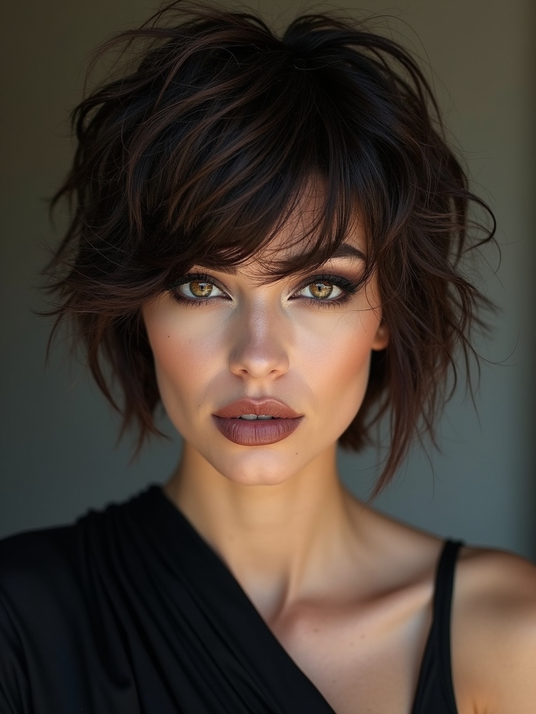 textured shaggy layered pixie