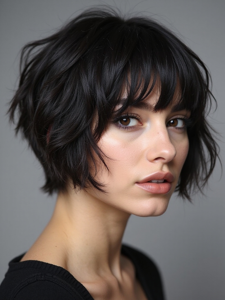 textured short shaggy bob