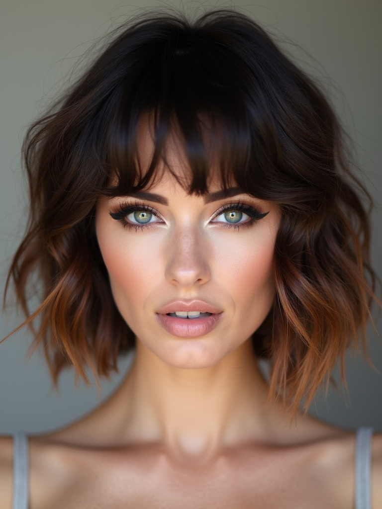 textured shoulder length curly bob