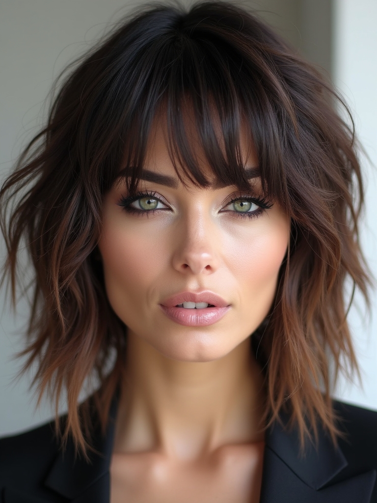 textured shoulder length tousled lob