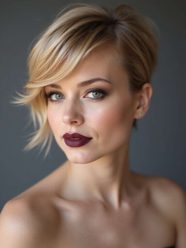 textured side swept pixie