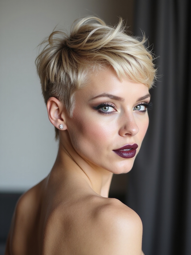 textured voluminous polished pixie