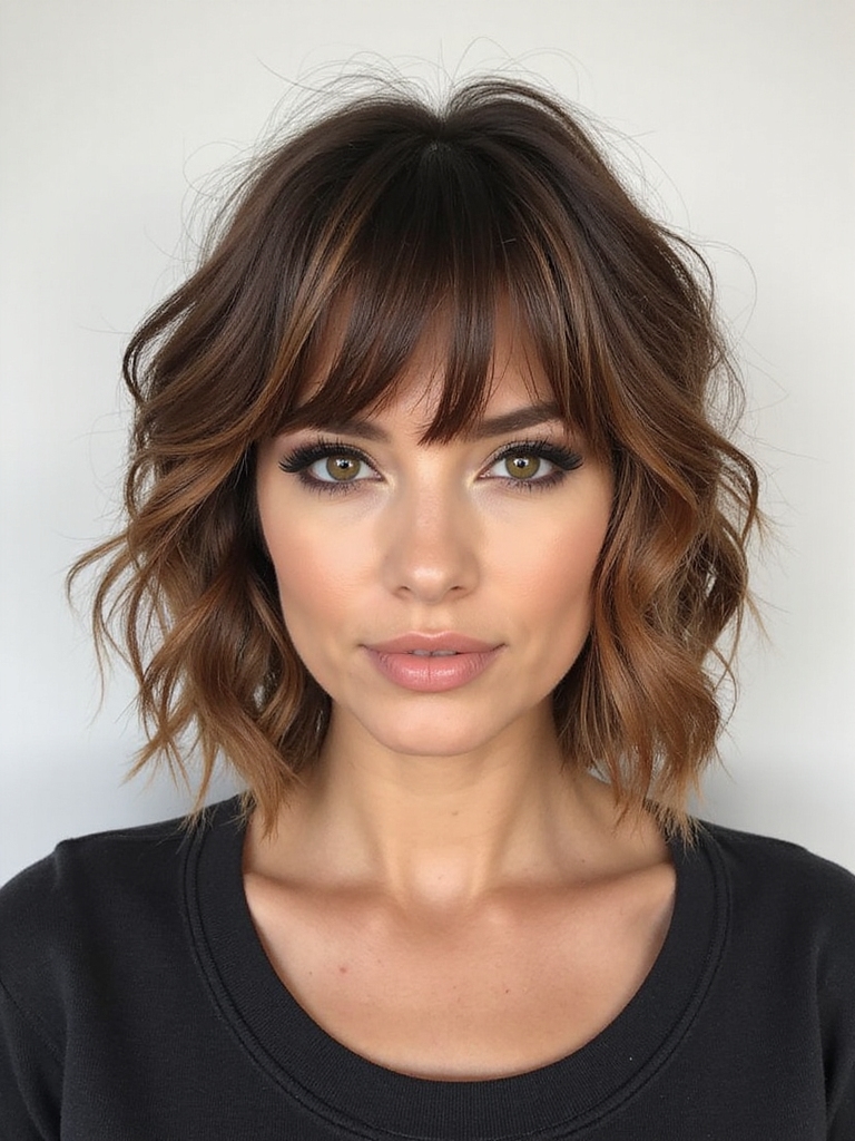 textured wavy bob for faces