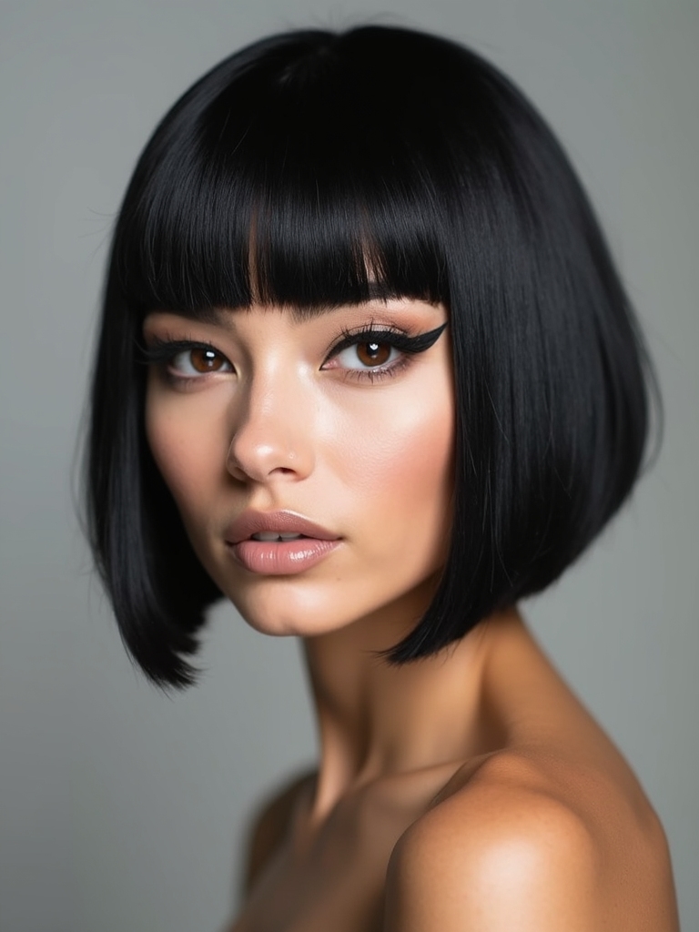 timeless sleek middle part bob
