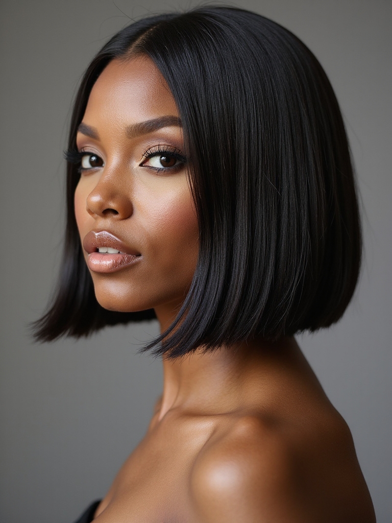 timeless sleek side part bob