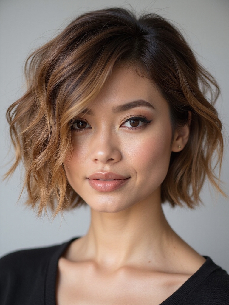 tousled choppy layered bob