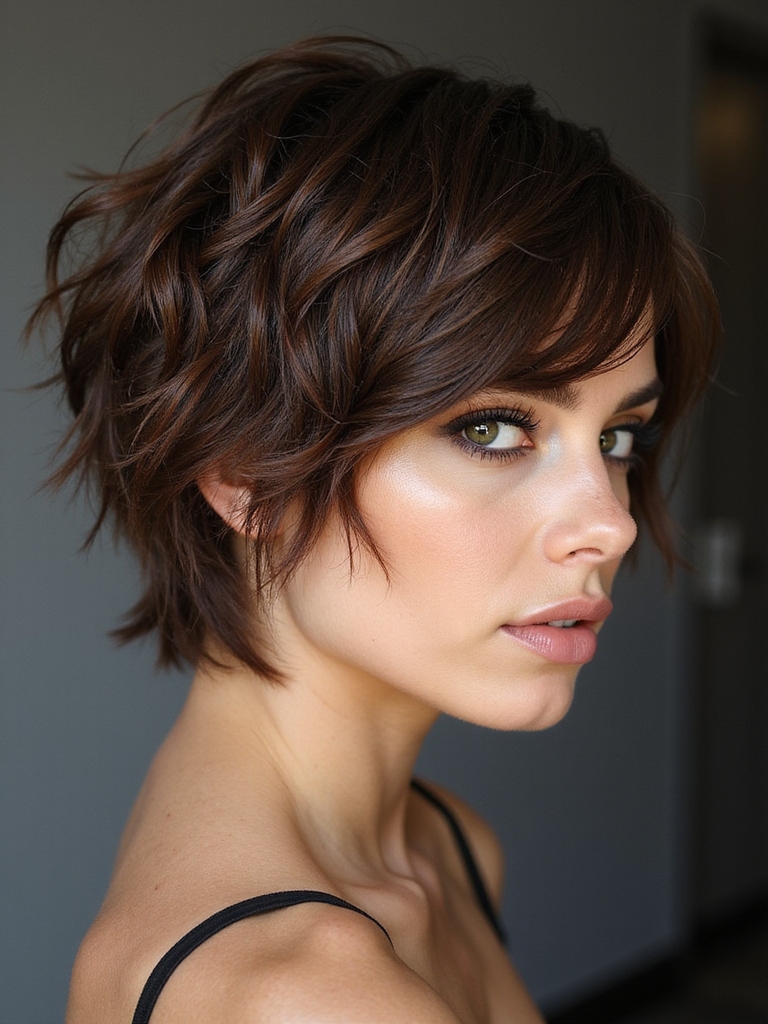 tousled choppy layers create fullness