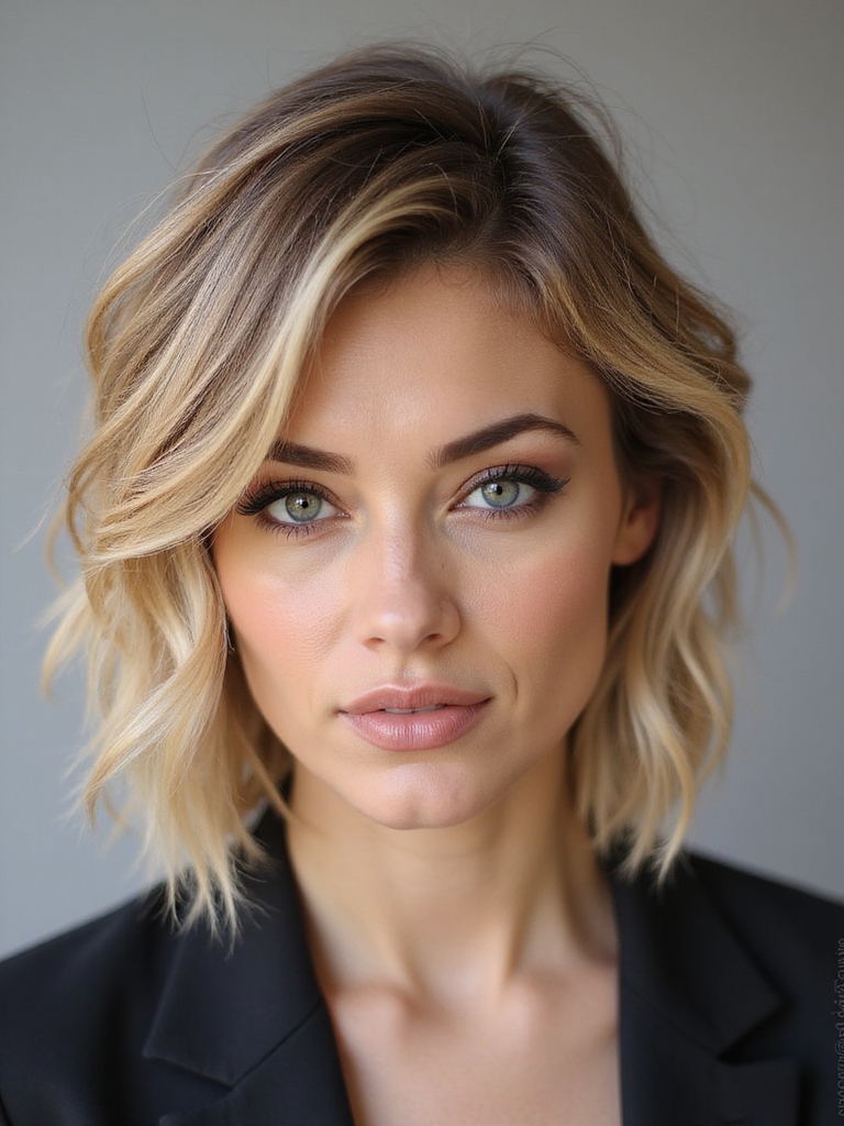 tousled effortless medium shag