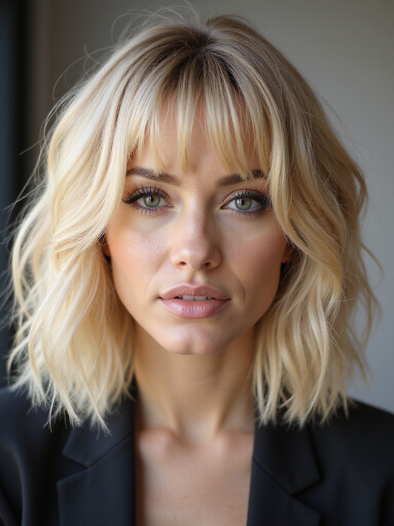 tousled layered bob with movement