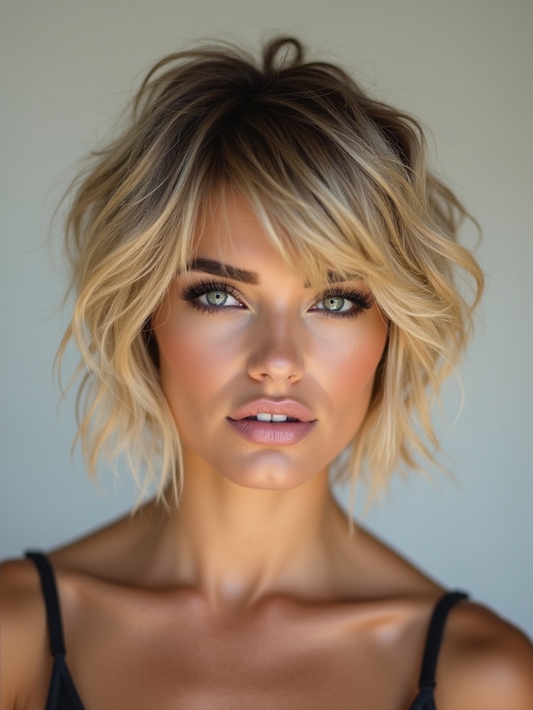 tousled layered short hair