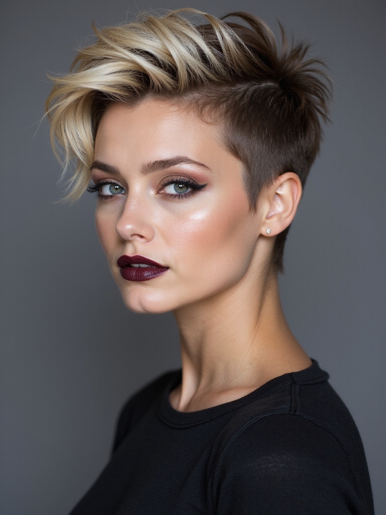 tousled pixie with lines