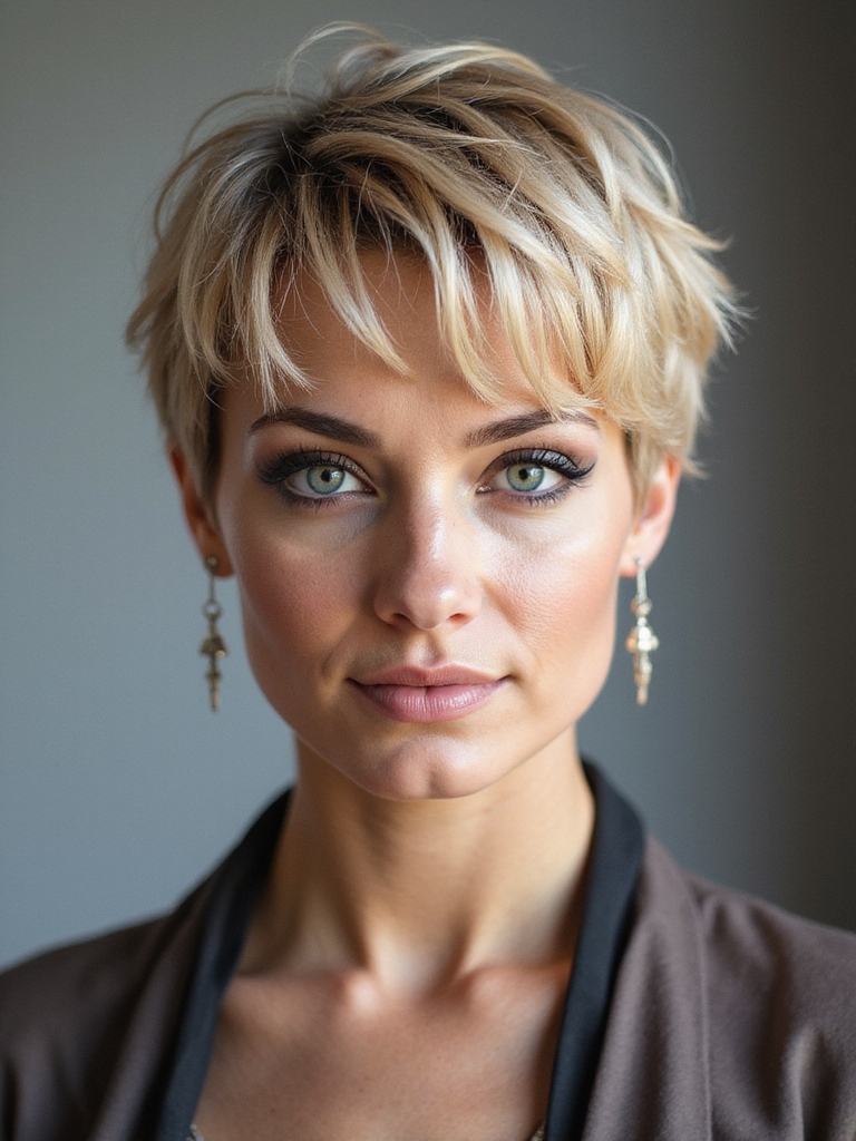 tousled rounded punk pixie