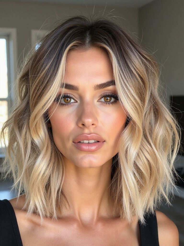 tousled soft waves bob