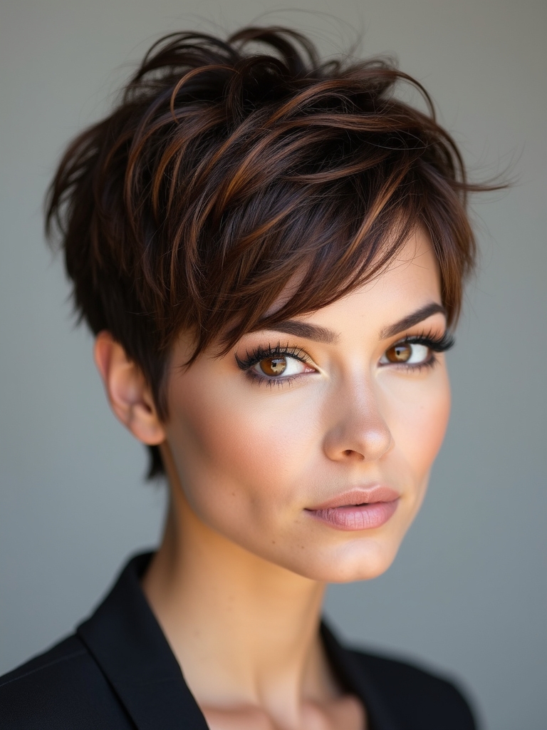 tousled textured layered pixie