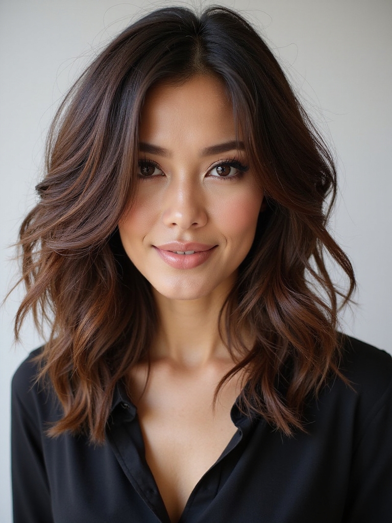 tousled textured long bob