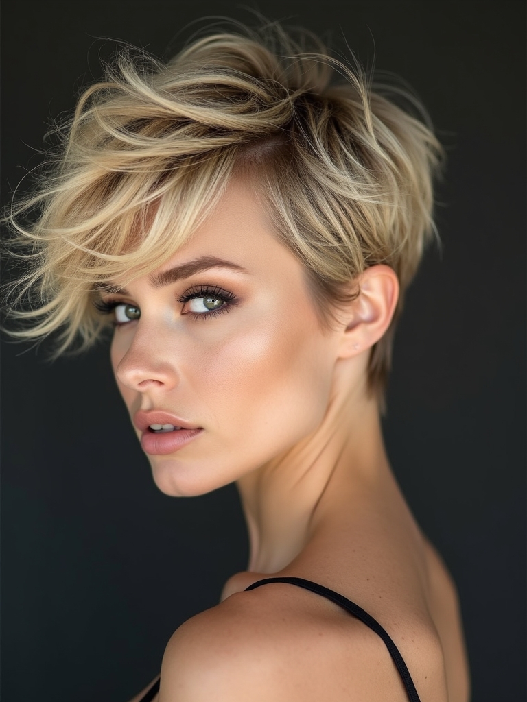 tousled textured shaggy pixie