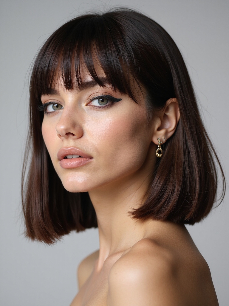 understated bob with bangs