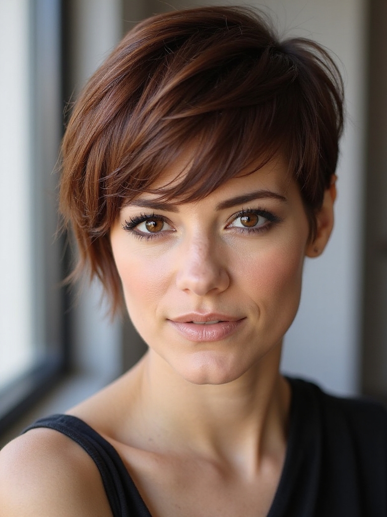 uneven angled short haircut