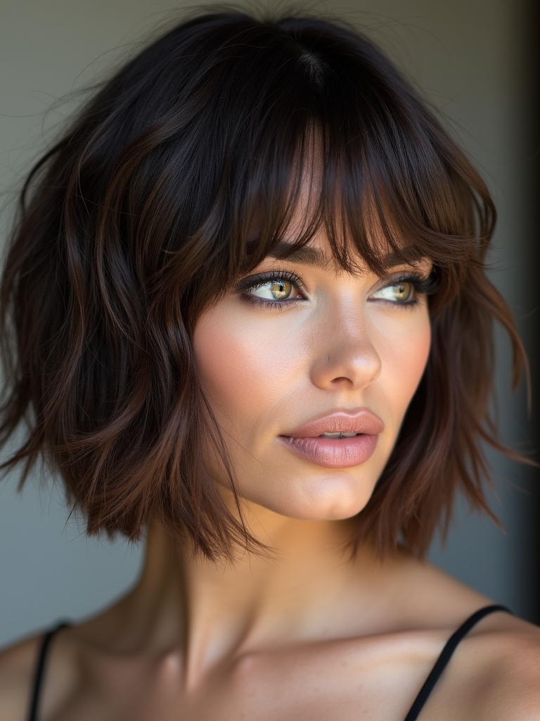 voluminous layered blunt bob