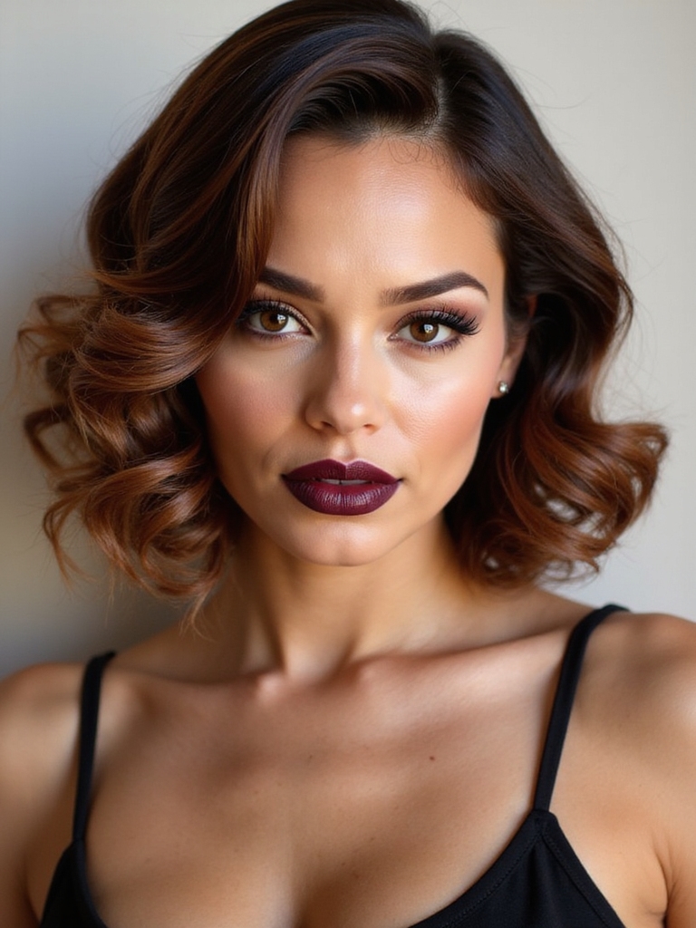 voluminous tousled side part bob