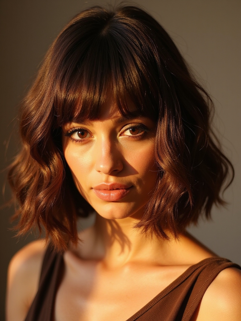warm toned brunette bob styles