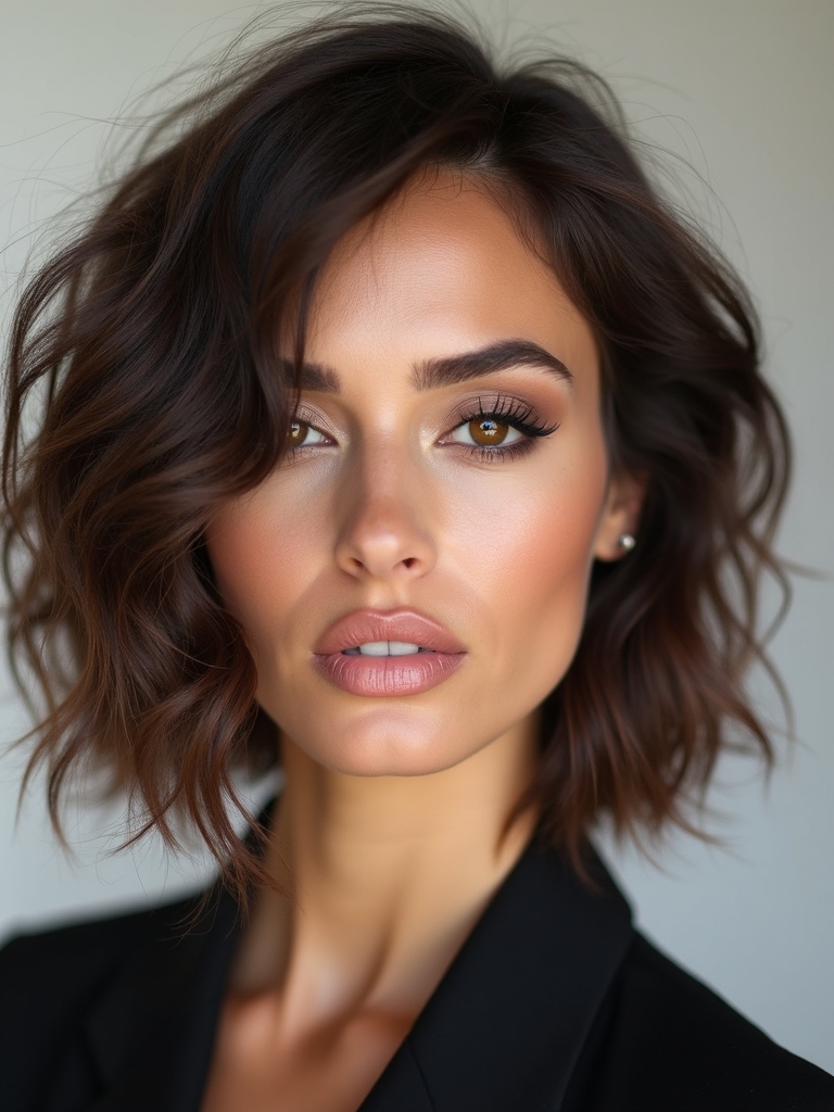 wavy side part bob glamour