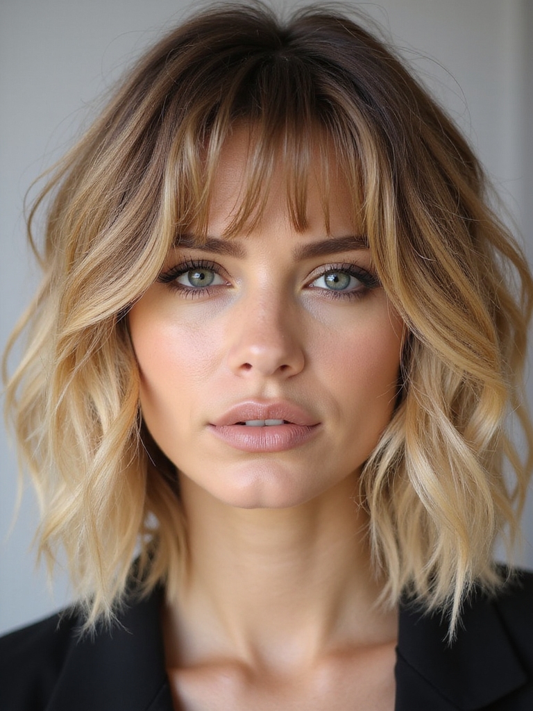 wavy textured shag bob