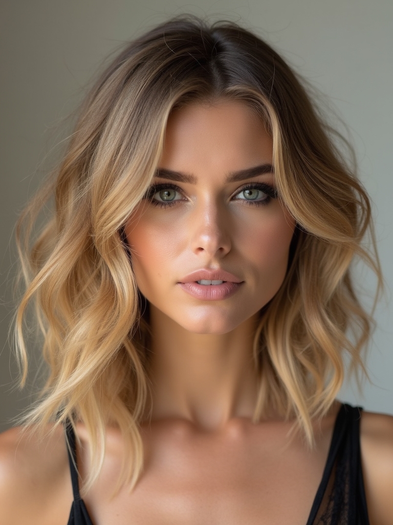 wavy textured voluminous bob