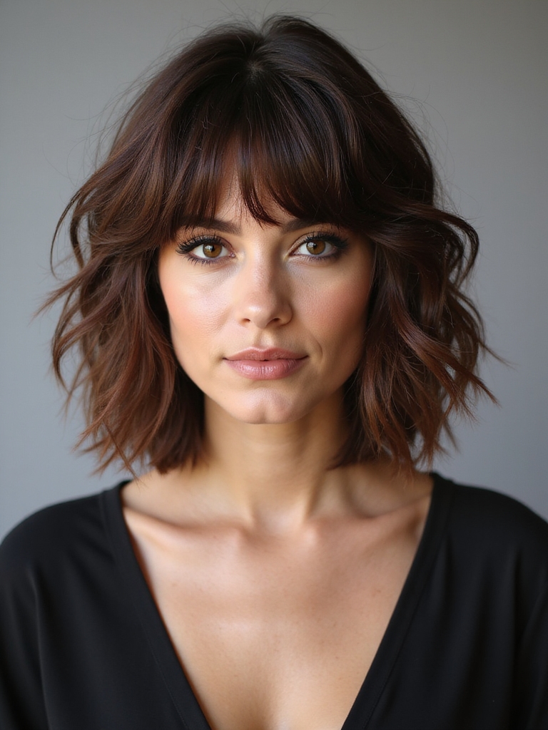wispy layered chin length lob