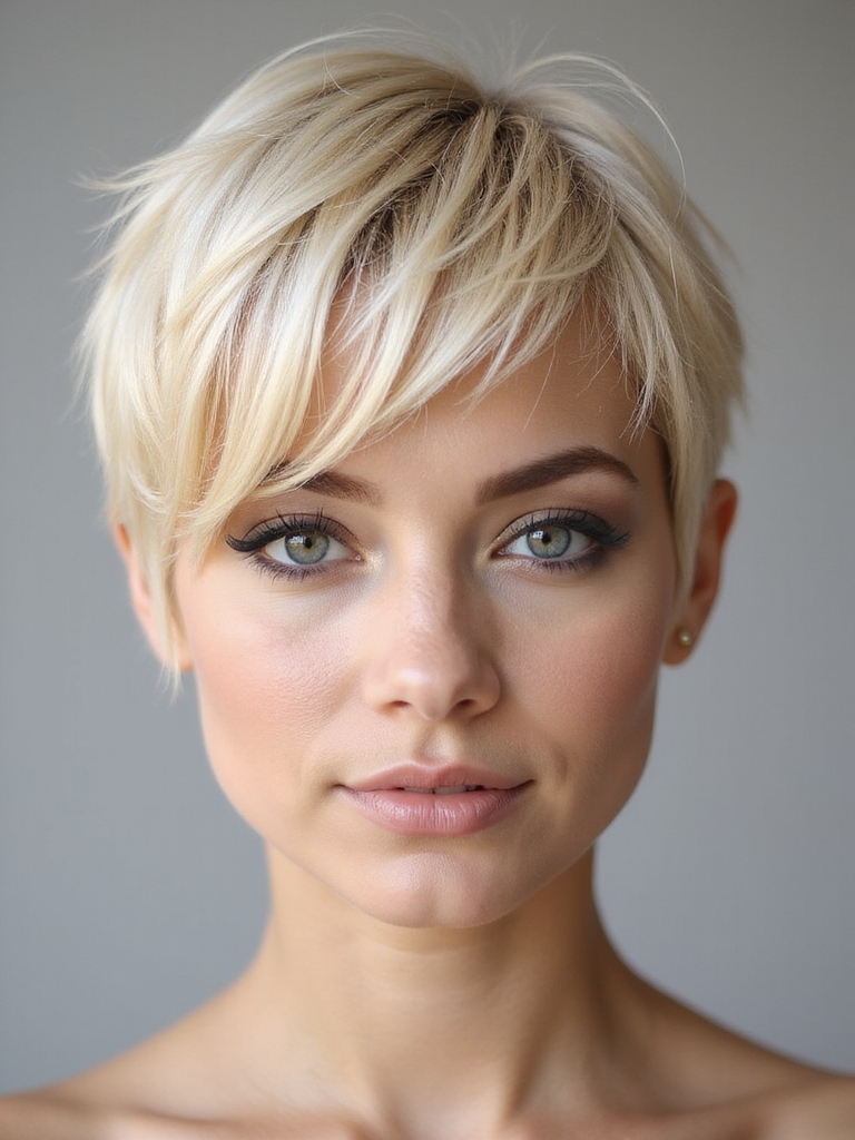 wispy layered pixie bangs