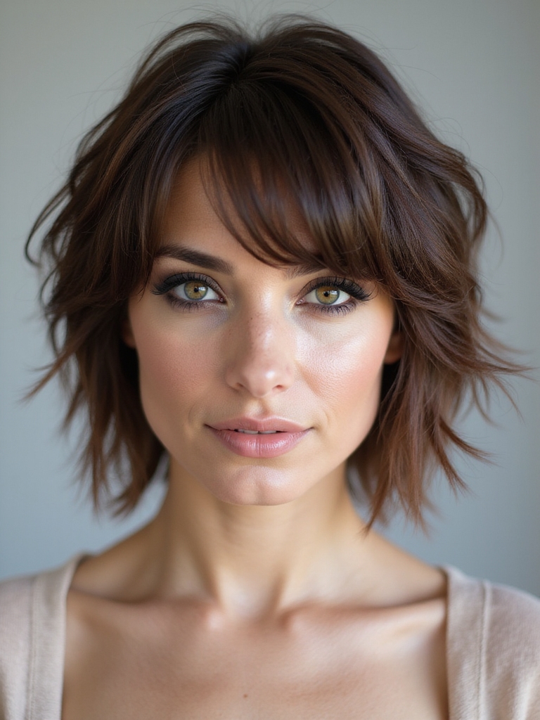 wispy textured side swept bangs