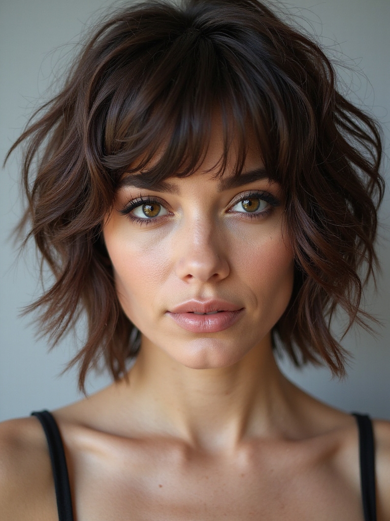 youthful short shaggy bangs